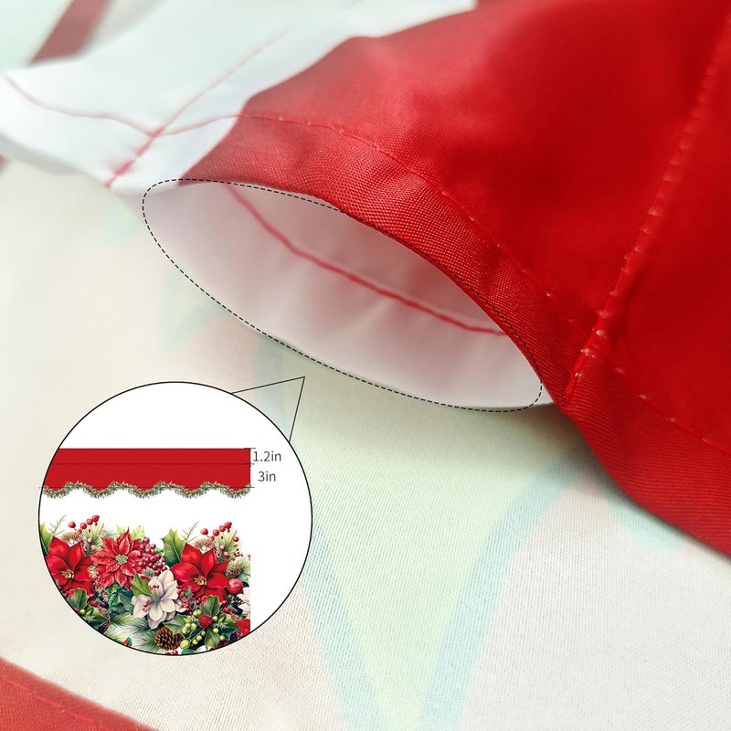 SUNWISHA Christmas Poinsettia Curtain Valances Set - Upper & Lower Curtains, 52'' L x 18'' W & 36'' L x 26'' W, Kitchen Windows Decor, 3 Piece Set, Red - Image 4